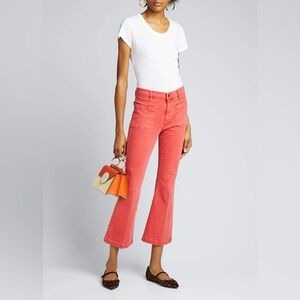 FRAME Le Bardot Cropped Flare Jeans Red Sz 28